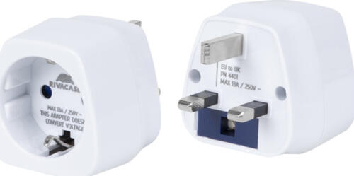 Rivacase PS4401 W00 Netzstecker-Adapter Typ G (VK) Typ C (Euro-Stecker) Weiß