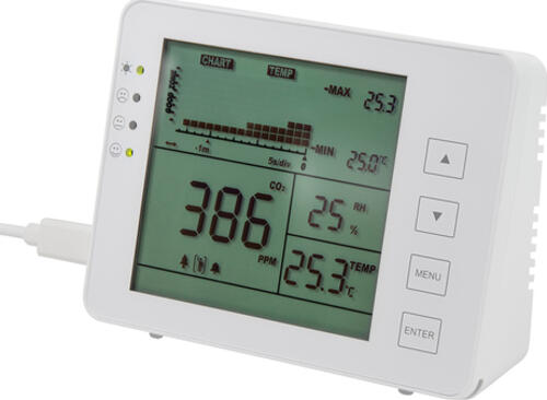 LogiLink CO2-Messgerät mit Ampel, Temperatur- & Luftfeuchtigkeitsanzeige