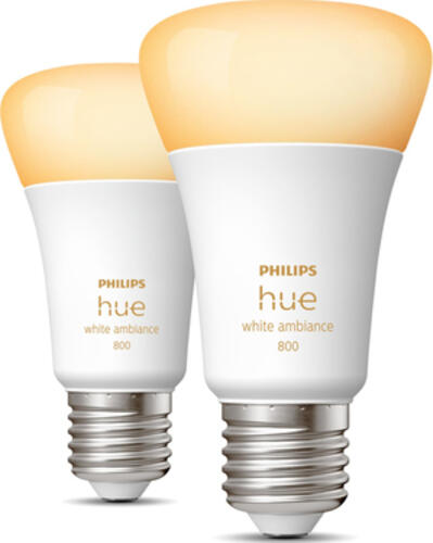 Philips Hue White ambience E27 - Smarte Lampe A60 Doppelpack - 800