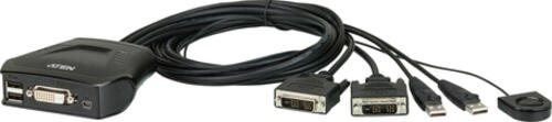 ATEN 2-Port USB DVI-Kabel KVM Switch mit Remote-Port-Wähler