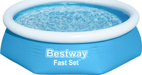 Bestway Fast Set 57448 Aufstellpool Gerahmter/aufblasbarer Pool Rund Blau, Weiß