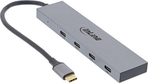 InLine USB 3.2 Gen.2 Hub (10Gb/s), 4 Port USB-C, OTG, Aluminiumgehäuse