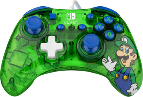 PDP Rock Candy: Luigi Lime Blau, Grün, Durchscheinend USB Gamepad Analog / Digital Nintendo Switch, Nintendo Switch Lite, Nintendo Switch OLED
