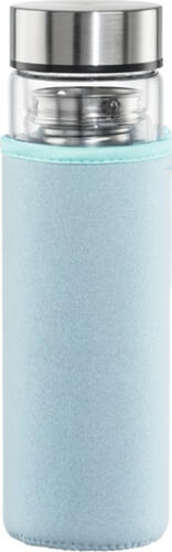 Hama 00181598 Trinkflasche Tägliche Nutzung 450 ml Borosilikatglas, Silikon Blau, Transparent