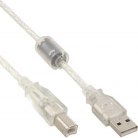InLine USB 2.0 Kabel, A an B, transparent,