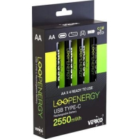 4er Verico LoopEnergy USB-C Mignon