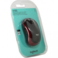 Logitech M185 Wireless, USB Maus, rot 