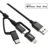 1.5m Kombikabel USB A auf USB C/Micro-USB